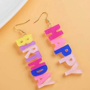SALE......“HAPPY BIRTHDAY” drop earrings